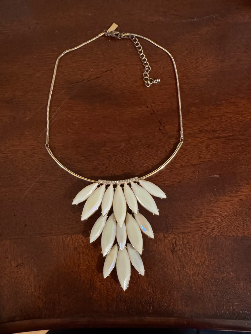 INC International Concepts Gold-Tone Cream Marquise Bib Necklace